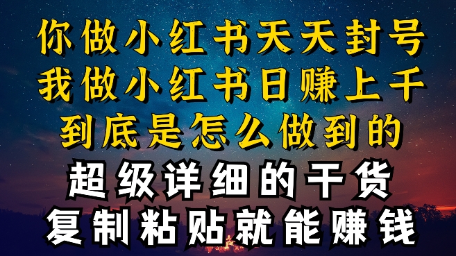 都知道小红书能引流私域变现，可为什么我能一天引流几十人变现上千，但你却频频封号违规被限流 - 蓝天网赚-蓝天网赚