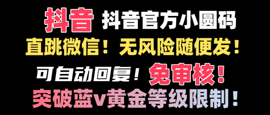 抖音二维码直跳微信技术！站内随便发不违规！！ - 蓝天网赚-蓝天网赚