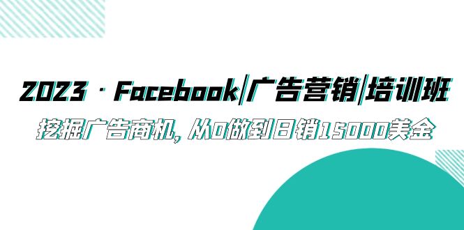 2023·Facebook|广告营销|培训班，挖掘广告商机，从0做到日销15000美金 - 蓝天网赚-蓝天网赚