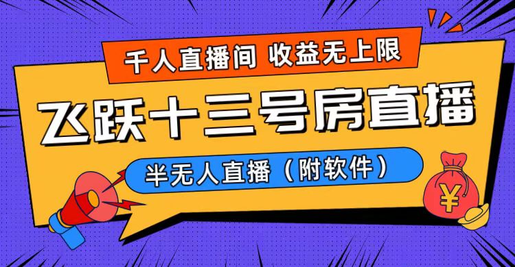 爆火飞跃十三号房半无人直播，一场直播上千人，日入过万！（附软件） - 蓝天网赚-蓝天网赚