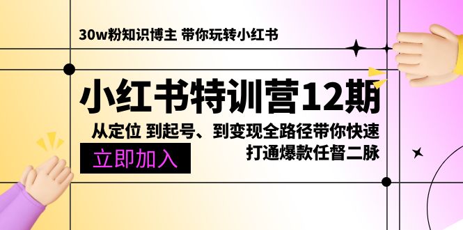 （10666期）小红书特训营12期：从定位 到起号、到变现全路径带你快速打通爆款任督二脉 - 蓝天网赚-蓝天网赚