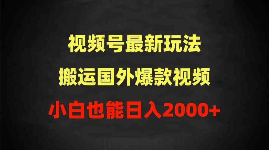 （9796期）2024视频号最新玩法，搬运国外爆款视频，100%过原创，小白也能日入2000+ - 蓝天网赚-蓝天网赚