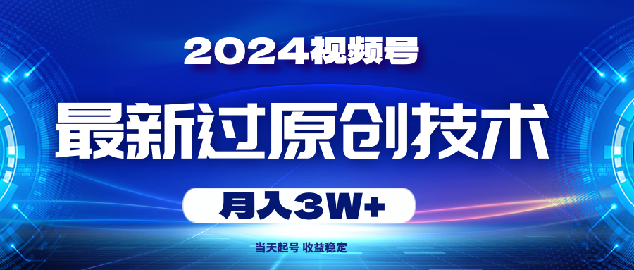 （10704期）2024视频号最新过原创技术，当天起号，收益稳定，月入3W+ - 蓝天网赚-蓝天网赚