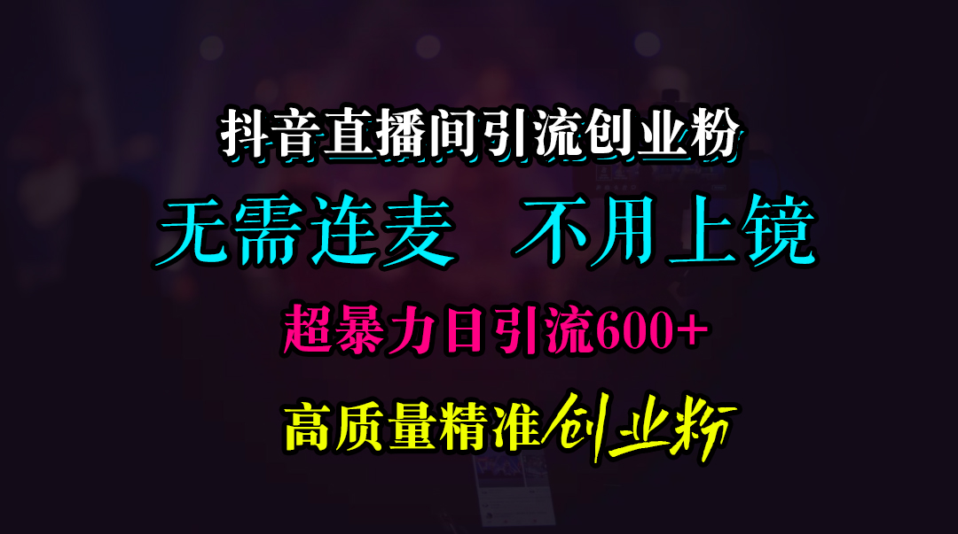 抖音直播间引流创业粉，无需连麦、无需上镜，超暴力日引流600+高质量精准创业粉 - 蓝天网赚-蓝天网赚