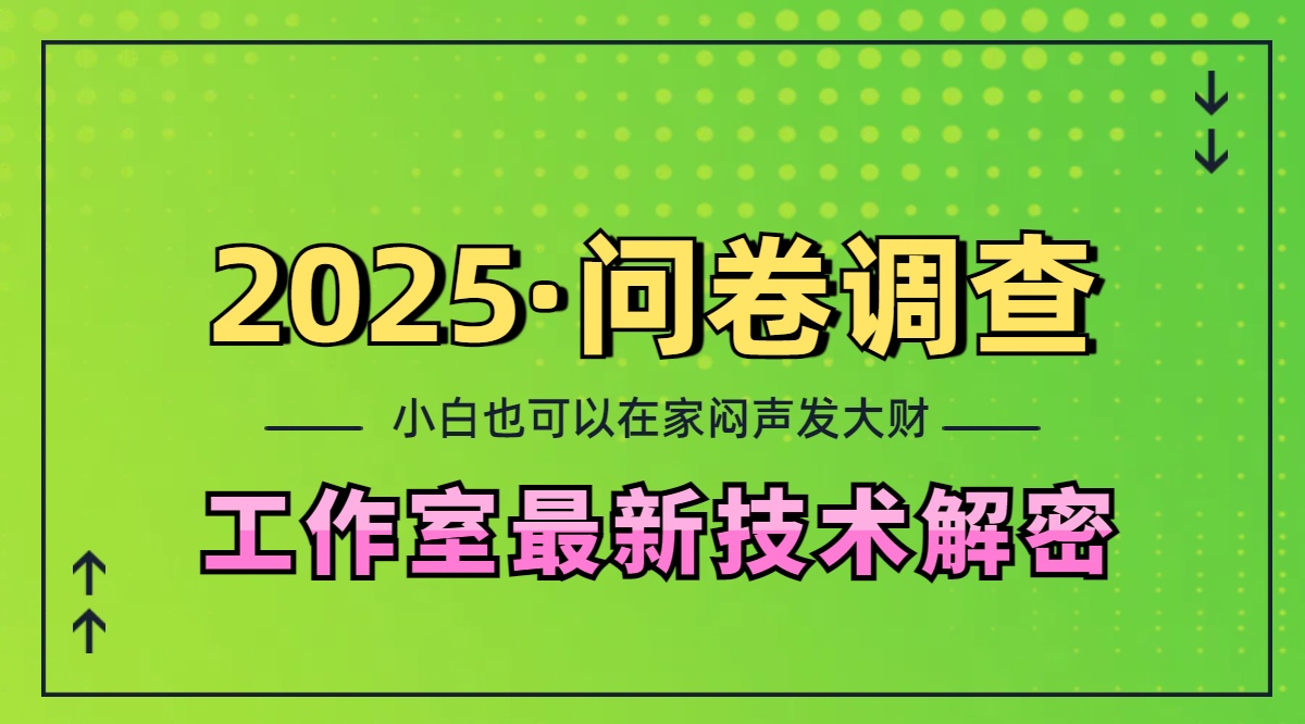 2025《问卷调查》最新工作室技术解密：一个人在家也可以闷声发大财，小白一天200+，可矩阵放大 - 蓝天网赚-蓝天网赚