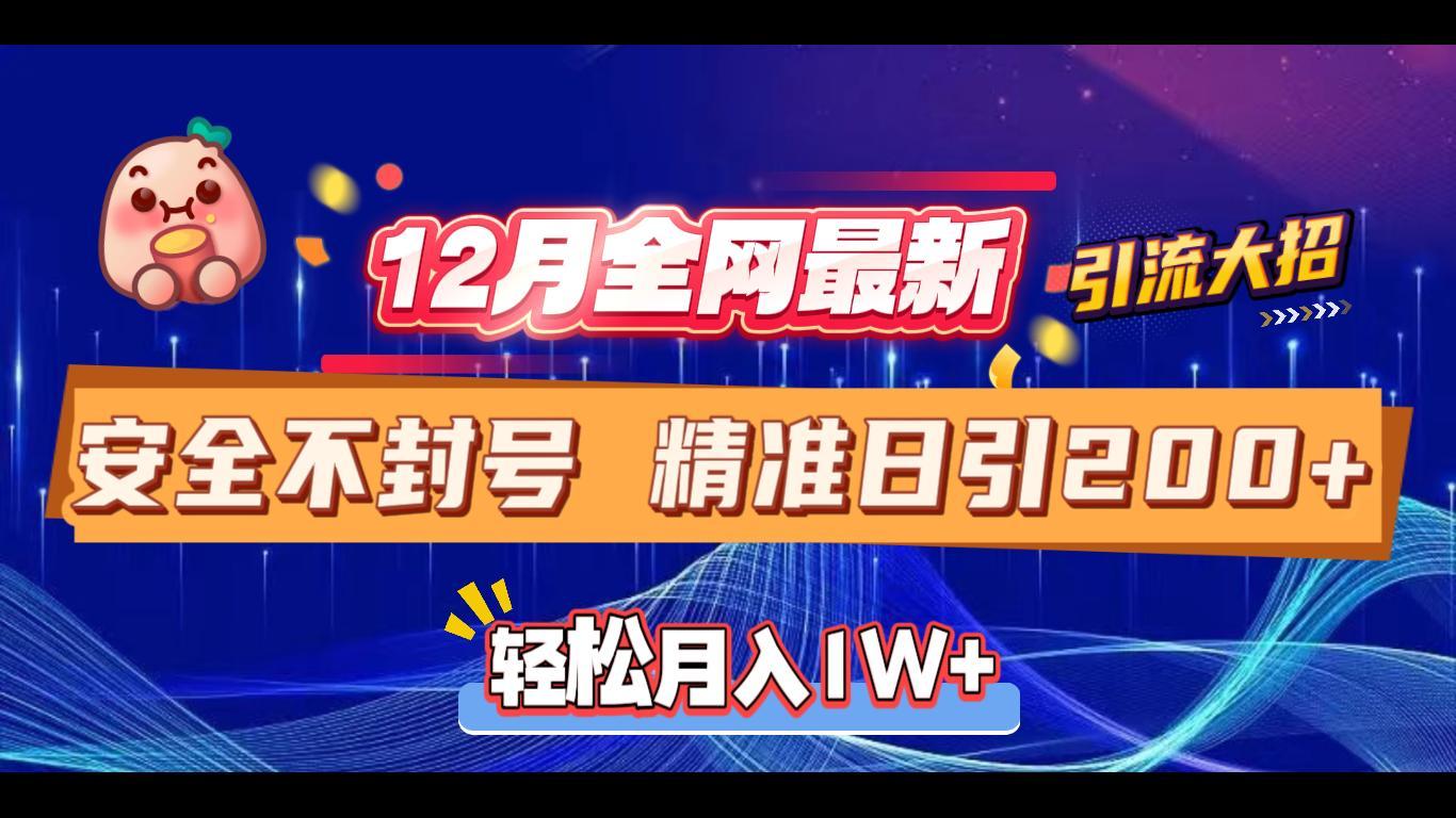 12月全网最新引流大招 安全不封号 日引精准粉200+ - 蓝天网赚-蓝天网赚