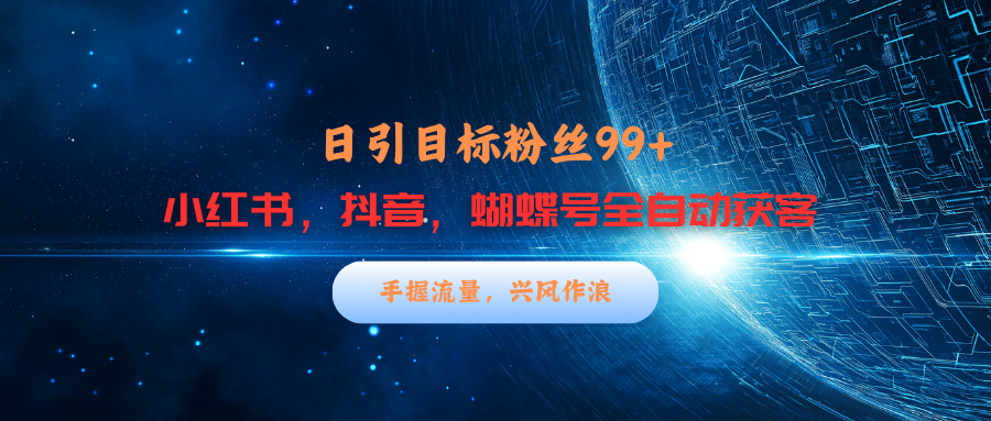 小红书，抖音，蝴蝶号三大平台全自动精准引流获客，每天吸引目标客户99+ - 蓝天网赚-蓝天网赚