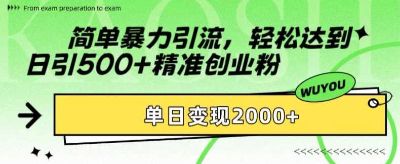 简单暴力引流轻松达到日引500+精准创业粉，单日变现2k【揭秘】 - 蓝天网赚-蓝天网赚