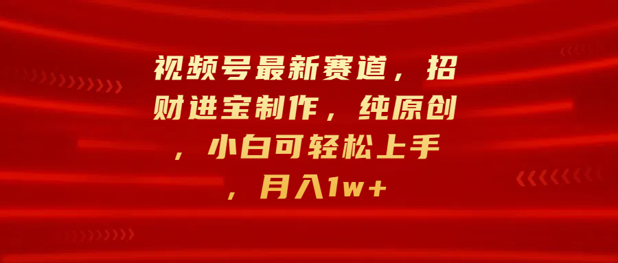 视频号最新赛道，招财进宝制作，纯原创，小白可轻松上手，月入1w+ - 蓝天网赚-蓝天网赚