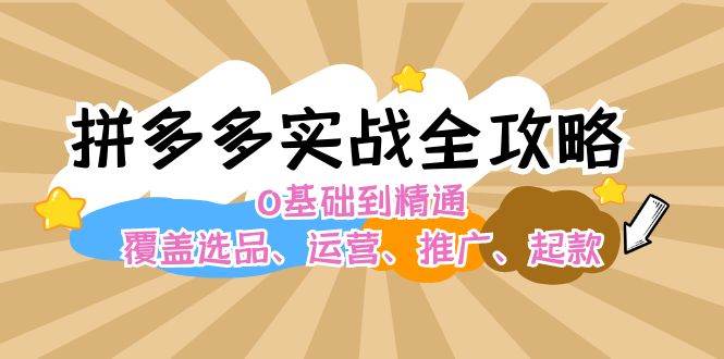 拼多多实战全攻略：0基础到精通，覆盖选品、运营、推广、起款 - 蓝天网赚-蓝天网赚