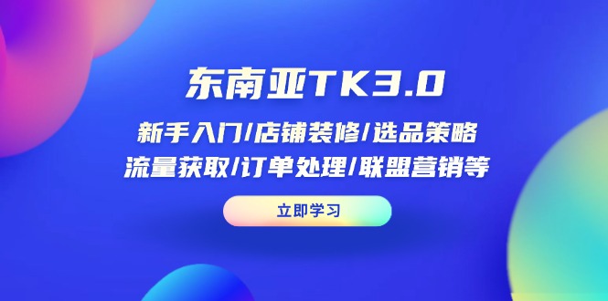 （14208期）东南亚TK3.0：新手入门/店铺装修/选品策略/流量获取/订单处理/联盟营销等-蓝天网创
