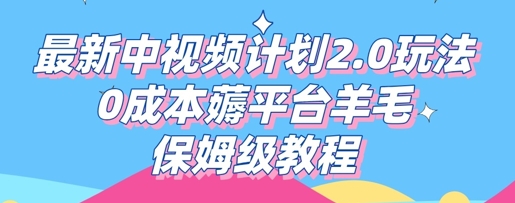 最新中视频计划2.0玩法，0成本薅平台羊毛，保姆级教程-蓝天网创