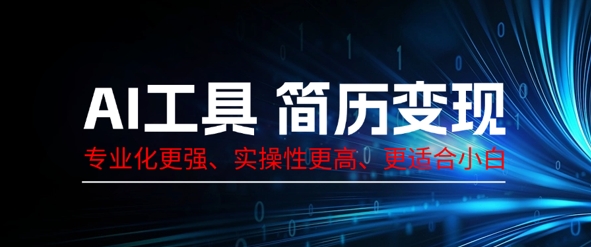 AI工具简历制作变现，专业化更强，实操性更高，更适合小白-蓝天网创