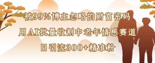 被99%博主忽略的财富密码：用AI批量收割中老年情感赛道，日引流300+精准粉-蓝天网创