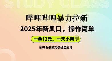 哔哩哔哩暴力拉新：2025年新风口，一单12元，一天数张(附开白渠道和保姆级教程)-蓝天网创